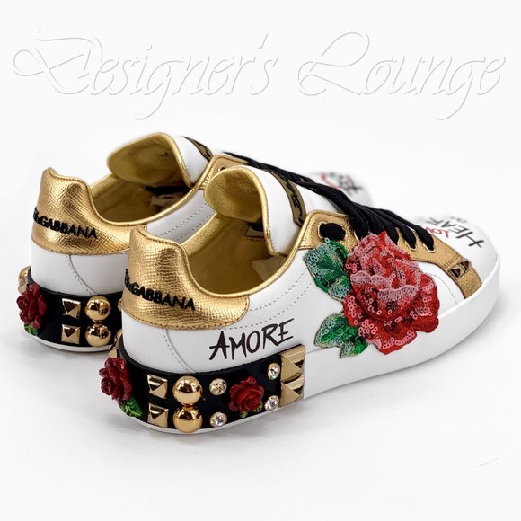 ⚡️SOLD! NEW DOLCE & GABBANA Roses Amore Portofino Sneakers - Picture 10 of 12